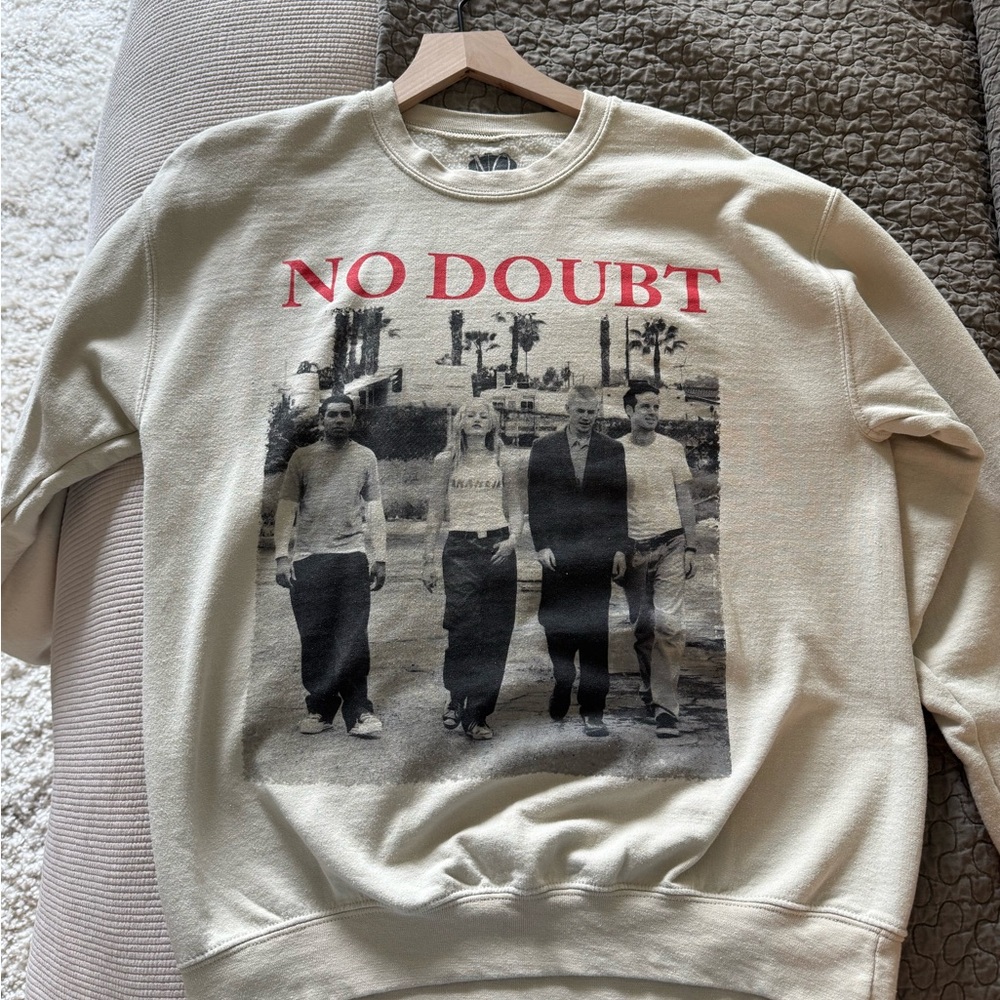 Tan Crew Neck Hoodie with Vintage Photo